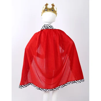 Copii Băieți Halloween Prinț Rege Costum de Catifea Roșie Manta Capul cu Coroana Copii Performanță Etapă Carnaval, Cosplay Partid Set