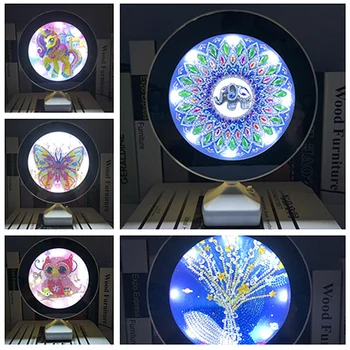 DIY Luminos Oglindă cu LED-uri Lumina de Diamant Pictura Mandala Stil Special în Formă de Diamant Pictura Oglindă de Machiaj Vânzare Diamant Mozaic