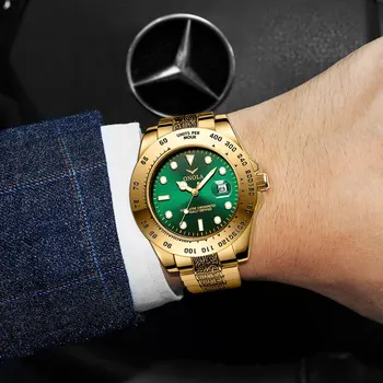 Brand ONOLA Business Casual de lux retro din oțel inoxidabil de aur pentru bărbați ceas de înaltă calitate, ceasuri de aur pentru bărbați