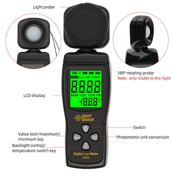 AS803 Portabile lluminometer Fotometru LCD Lux Meter Fotometru Radiometer Digitală, Contor de Lumină Luminanță Tester 40%OFF
