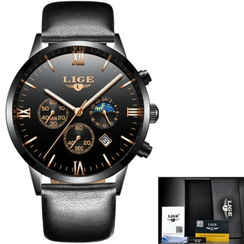2017 LIGE Bărbați Ceasuri de Top de Brand de Lux Impermeabil Data de Cuarț Bărbați Moda Sport de Afaceri din Piele Ceas Relogio Masculino