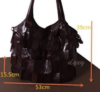 Mare piele naturala geanta de umar cu frunze rupte de mare capacitate sac de femei marimea 53*39cm