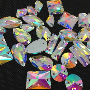 Aleatoare Forme Mixte Coase pe Pietre de Cristal AB Culoare de Cusut de Cristal de Sticlă Margele Bijuterii Flatback Coase Pe Pietre