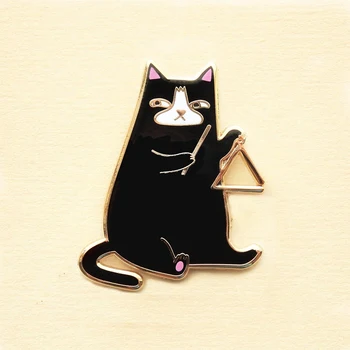 Drăguț Amuzant Pisica Neagra Percuție Greu De Email Pin-Ul De Moda De Desene Animate De Animale Pastelate Pisici Golde Brosa Medalie De Bijuterii De Artă Unice Cadou