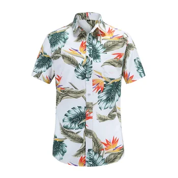 2020 Noi de Vara pentru Barbati cu Maneci Scurte Plajă Hawaiiană Tricouri Bumbac Casual Florale Tricouri Regulat Plus Dimensiune 3XL Mens îmbrăcăminte de Modă