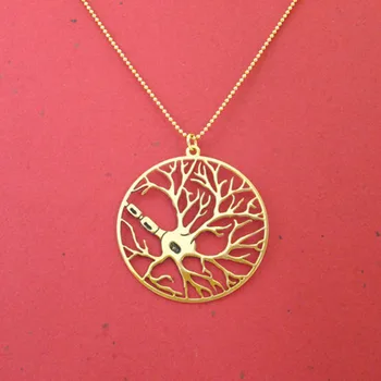 En-gros de neuron Neuron într-un cerc colier - psihologie colier - biologie bijuterii Aur Placă de Argint, Rose de Aur gratuit nava