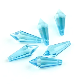 38MM/63MM/76MM K9 Cristal Candelabru Pandantive Prisme Acvamarin Cut&Sticlă Fațete U-Sloi de gheață, Picături Pentru Tort Fân Decor