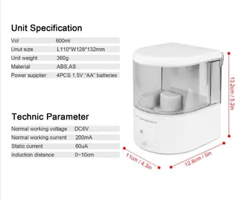 600ML Automata Dozator de Săpun Liq Dezinfectant Sterilizator cu Senzor Infraroșu Touchless Igienă Personală Acasă Bucatarie Baie