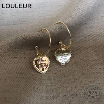 LouLeur Argint 925 Cercei Inima Franceză Stil Minimalist Te Iubesc Mai Mult Scrisoare Cercei Pentru Femei De Lux Bijuterii Fine