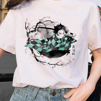 Anime Model Japonez Demon Slayer Supradimensionat tricou Harajuku Tricou O-gât 90 de Desene animate Drăguț Femeie T-shirt Femei de Îmbrăcăminte