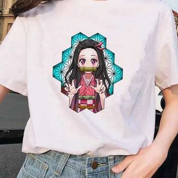 Anime Model Japonez Demon Slayer Supradimensionat tricou Harajuku Tricou O-gât 90 de Desene animate Drăguț Femeie T-shirt Femei de Îmbrăcăminte
