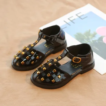 Copii Pantofi de Vara, Sandale Fete 2020 Nou Închis Toe Pantofi de Copii pentru Fete Printesa Plat Moda Nit Gol Fata de la Pantofi