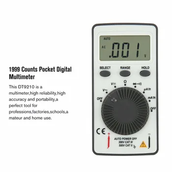 DT9210 1999 Contează Buzunar Multimetru Digital AC/DC de Tensiune Ampermetru Tester Rezistor Diodă Test de Continuitate a Datelor Auto Gama