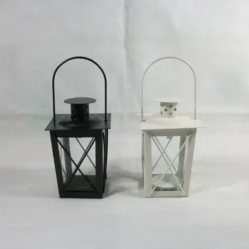 Negru/Alb Romantic Romantic Suport Lumanare Retro Agățat Lanterna Lampa Decor Pentru Cină Acasă A69D
