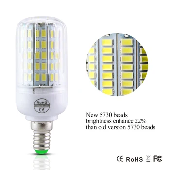 Foxanon 6pcs E27 220V Lampă cu LED 5730 SMD LED-uri Bec E14 de Porumb 24 30 42 64 80 89 108 136 Led-uri Lampa de Bombillas Lumina Lampada de Iluminat