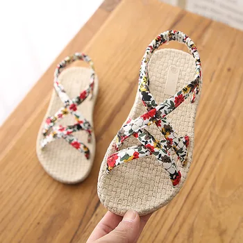 Pantofi pentru copii 2020 Sandale de Vara Pentru Fete de Romi Cruce Florale Cravată Printesa Pantofi Fete Sandale pentru Copii Pantofi de Plaja 3Colors