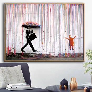 Pictură în ulei pentru Copii în ploaie Moderne pictura Abstracta arta pictate manual pe Panza de Pictura arta design Unic 2020041701