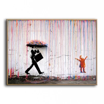 Pictură în ulei pentru Copii în ploaie Moderne pictura Abstracta arta pictate manual pe Panza de Pictura arta design Unic 2020041701