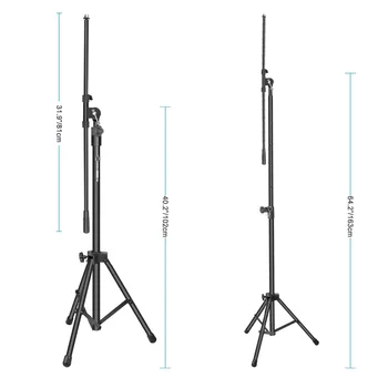Neewer Grele Microfon Stand - 40.2-64.2 centimetri Înălțime Reglabilă cu 31.9 cm Extensibil Telescopic Boom Arm