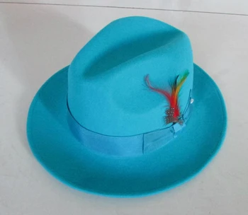 Moda pentru bărbați Pălării de Lână Capac de sex Masculin Lacul Albastru Jazz Lână Capac Clasic Albastru Simțit Pălărie Fedora Nașul Pălărie de Cowboy pe Cap B-8119