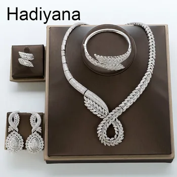 Seturi de bijuterii HADIYANA de Lux Elegant Temperament Clasic de Nunta de Logodnă Încrustat Cubic Zirconia Pentru Femei TZ8130 Bisuteria