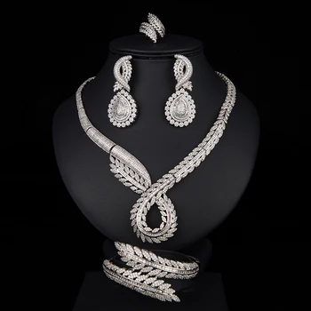 Seturi de bijuterii HADIYANA de Lux Elegant Temperament Clasic de Nunta de Logodnă Încrustat Cubic Zirconia Pentru Femei TZ8130 Bisuteria