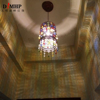 Stil mediteranean Decor turcești lucrate Manual Pandantiv Lumina Nuante de Sticlă Mozaic Pandantiv Lampă Pentru Bar, cafenea, corp de iluminat