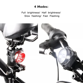 3 LED-uri USB Reîncărcabilă Ciclism Biciclete Cap de Front Clip Coada de Lumină Lampă cu 4 Moduri de Biciclete Impermeabil în aer liber, Ciclism Accesorii