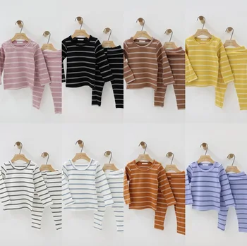 2019 Noi de Toamna pentru Copii Pijamale Seturi de Pijamale Copii Baieti Fete de Noapte cu Dungi Copil 2 buc Set de Haine pentru Copii Set
