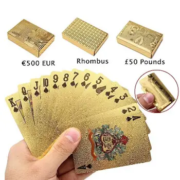 Aur de 24K folie de Carti de Joc Poker Joc de Punte Folie de Aur Set de Poker de Plastic Carte de Magie Impermeabil Carduri de Magie Joc de Bord