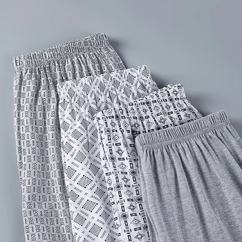 Bărbații Dorm Funduri Pantaloni de Bumbac Imprimare Pantaloni Lungi de Pijama, Pijamale pentru Barbati Primavara Toamna Uzura Acasă Banda Elastica Plus Dimensiune 4XL