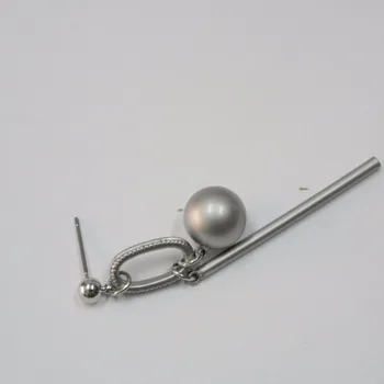 Nou! 2016 qulity mare de 10 mm oțel gri perla cercei
