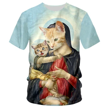 CJLM 2019 Imprimare 3d Casual Tricouri Barbati/Femei Wizard Of Paws T-shirt Destry Cat Îngrijorat Cat tricouri Tricou Maneca Scurta Dropship