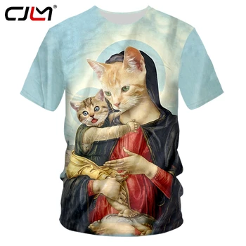 CJLM 2019 Imprimare 3d Casual Tricouri Barbati/Femei Wizard Of Paws T-shirt Destry Cat Îngrijorat Cat tricouri Tricou Maneca Scurta Dropship