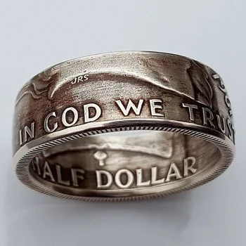 De Vânzare fierbinte Clasic American Credem în Dumnezeu Relief Vintage Placat cu Argint Morgan Monedă Inel Bărbați Inele Bijuterii de Moda
