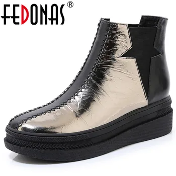 FEDONAS Toamna Iarna Brand Autentic Femei din Piele Glezna Cizme Cald Platforma Ghete Sport Casual Pantofi pentru Femeie Cizme Chelsea