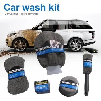 9 Buc Ingrijire Auto Spalatorie Auto Kit De Curățare Includ 3* Prosoape Din Microfibră 3* Aplicator Tampoane De Spălare Burete De Spălare Manusa Perie Roată