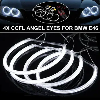 4 Buc CCFL Angel Eyes Kit Alb Cald Inel Far 131mmX4 Pentru BMW E46 Sedan 1995-2005 E46 Coupe/Cabrio 1993-2003