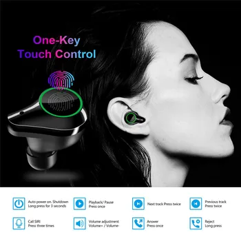 Amorno TWS Cască Bluetooth scanner de Amprente digitale Touch HD Stereo de Reducere a Zgomotului de Jocuri Impermeabil Pavilioane Wireless Bluetooth Headset