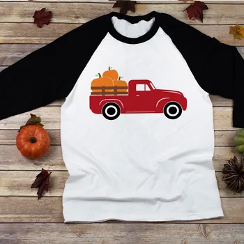 Toamna Camion Cămașă de Dovleac Camion Patch-uri de Dovleac Copilul se Încadrează Tricou de ziua Recunostintei Tricou Halloween Copii Băieți Fete de Moda T-shirt