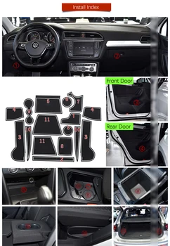 Ușa de la mașină Groove Mat Pentru VW Tiguan 2017 2018 2019 MK2 Volkswagen Poarta Slot Mat de Cauciuc Anti-Alunecare Mat