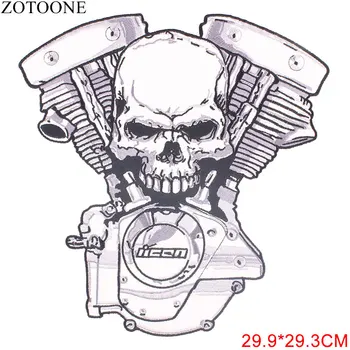 ZOTOONE Rece Craniu Mare de Patch-uri de Motociclete Aripi Patch Motociclist Insigna Punk Skull Broderie de Fier pe Patch-uri pentru Haine Dungă B
