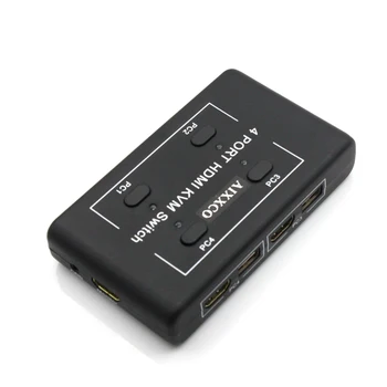 AIXXCO compatibil HDMI Switch Comutator cu 4 Porturi Pc-uri de Partajare de 4 Dispozitive pentru Tastatură, Mouse, Imprimantă, Monitor Selector Switch KVM