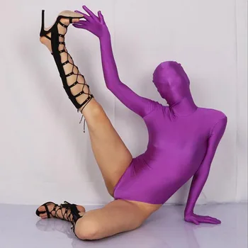 Bomboane De Culoare Supradimensionat De Înaltă Elastic Jumătate Haina Cosplay Etapă Îmbrăcăminte Body Sculpting-O Singură Bucată Dresuri Lucioase Zentai Costum Body
