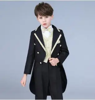 De înaltă calitate 2018 copii smoching băiat floare costum de băieți mici gazdă dirijorul big boy pian costum magic costum 4buc pentru 2-16T
