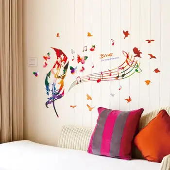 Noi note de culoare pene de autocolante de perete studiu dormitor de decorare de perete moderne de artă murală camera pentru copii decor