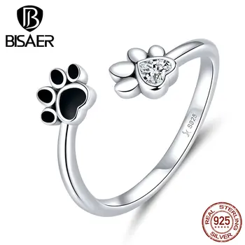 Urme de Bijuterii BISAER Argint 925 Pisică Câine de Companie Urme pentru Femei Bijuterii de Argint Sterlină anel ECR605