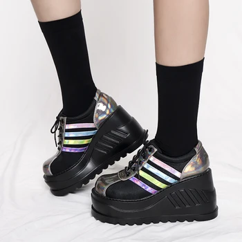 Glezna Cizme Femei Punk Pantofi Femei Clasice, Gotice Cizme De Designer Indesata Negru Cizme Pană Pantofi Platforma Botas Para Mujer