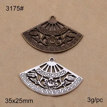 25pcs 35x25mm Vintage Argint Tibetan/Aliaj Bronz Antic Fan Farmece Pandantiv în formă Pentru DIY Brățară Colier