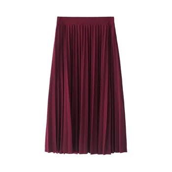 Primăvara și Toamna Noua Moda Femei Cutat Talie Mare Culoare Solidă Jumătate Lungime Elastic Fusta Promotii Doamna Negru Roz